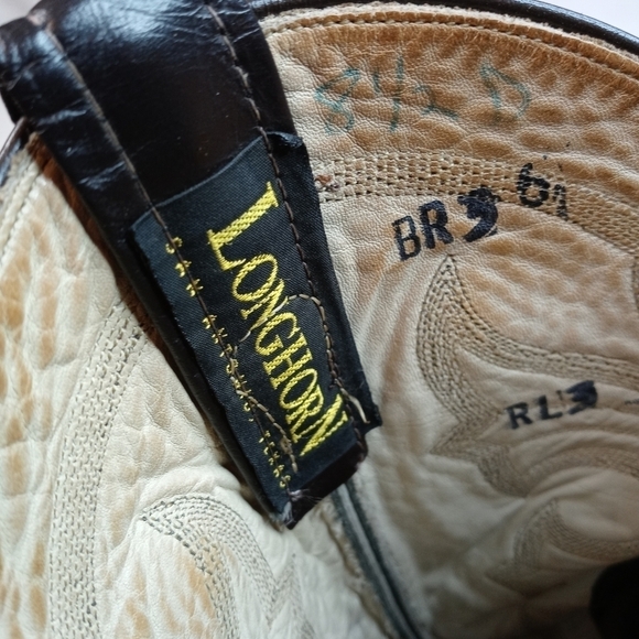 Longhorn men's black lizard skin western boots sz 8.5M - Picture 7 of 9